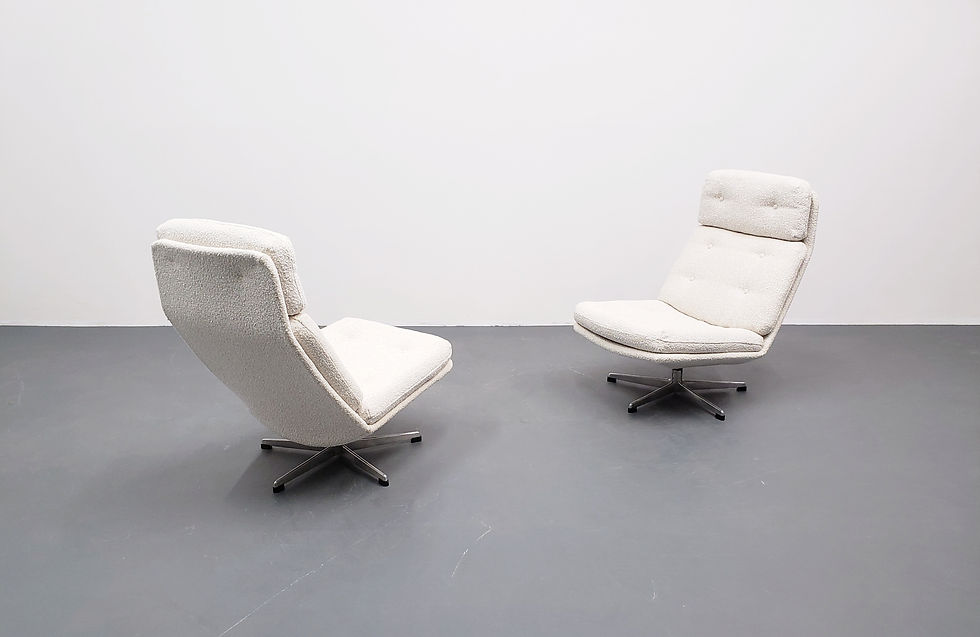 Thumbnail: 1970 Swivel Armchair by Gerald Neusser in Premium Ivory Boucle