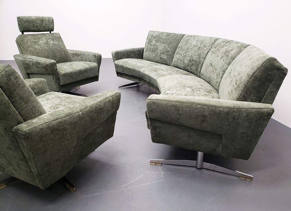 Thumbnail: 1960 Mid Century Danish Living Room Set in Green Velvet