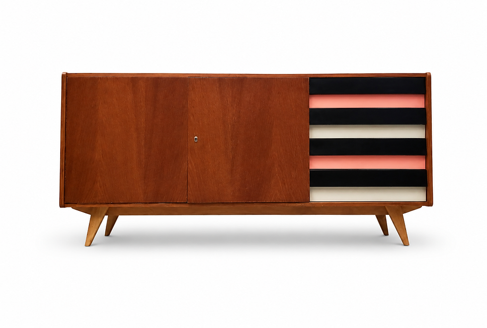 1966 Jiri Jiroutek Sideboard, Model U 460 in Black, White and Pink