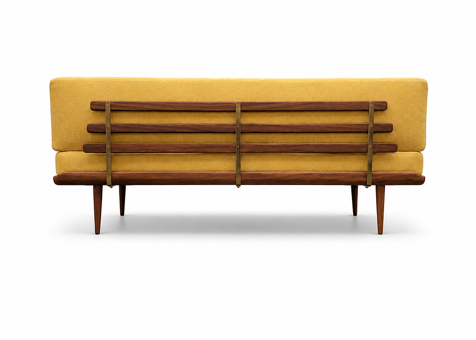 Thumbnail: Mid Century Danish Teak Daybed Sofa in Yellow Velvet