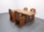 Swedish Brutalist Dining Set in Solid Pine – Table and Four Chairs, 1950s