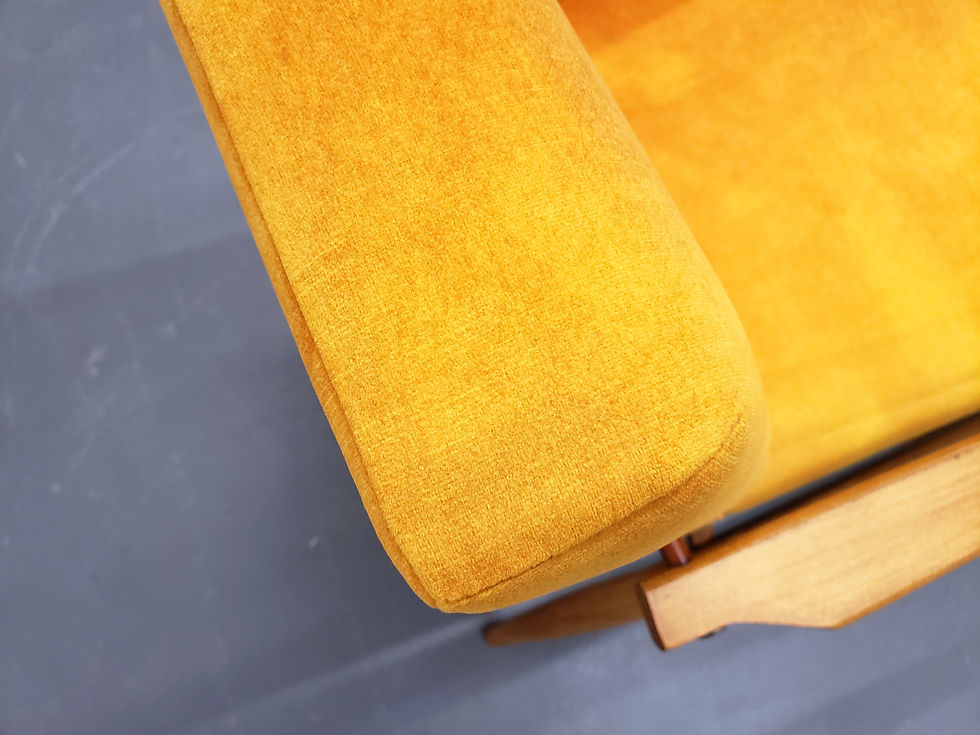 1960 Henryk Lis Mid Century Armchair in Golden Velvet