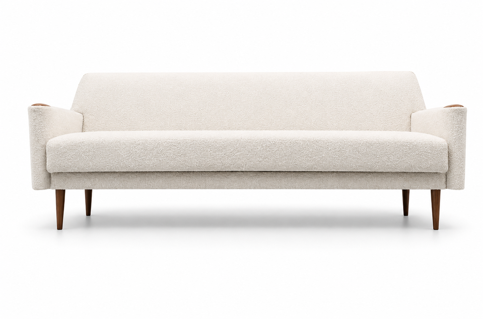 Mid Century Danish Sofa Bed in Premium Ivory Boucle