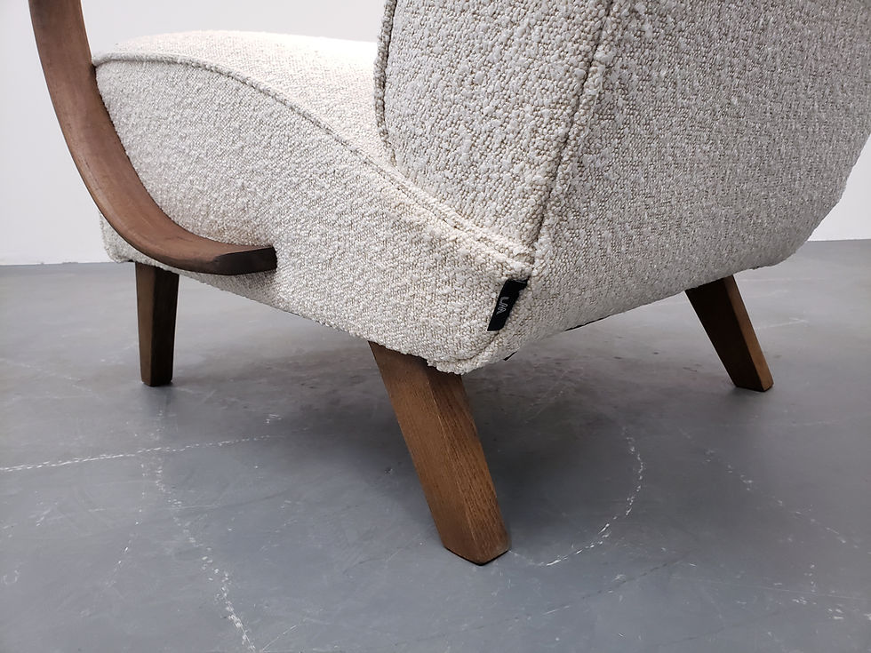 Thumbnail: 1930 Jindrich Halabala Bentwood Armchair in Ivory Premium Boucle