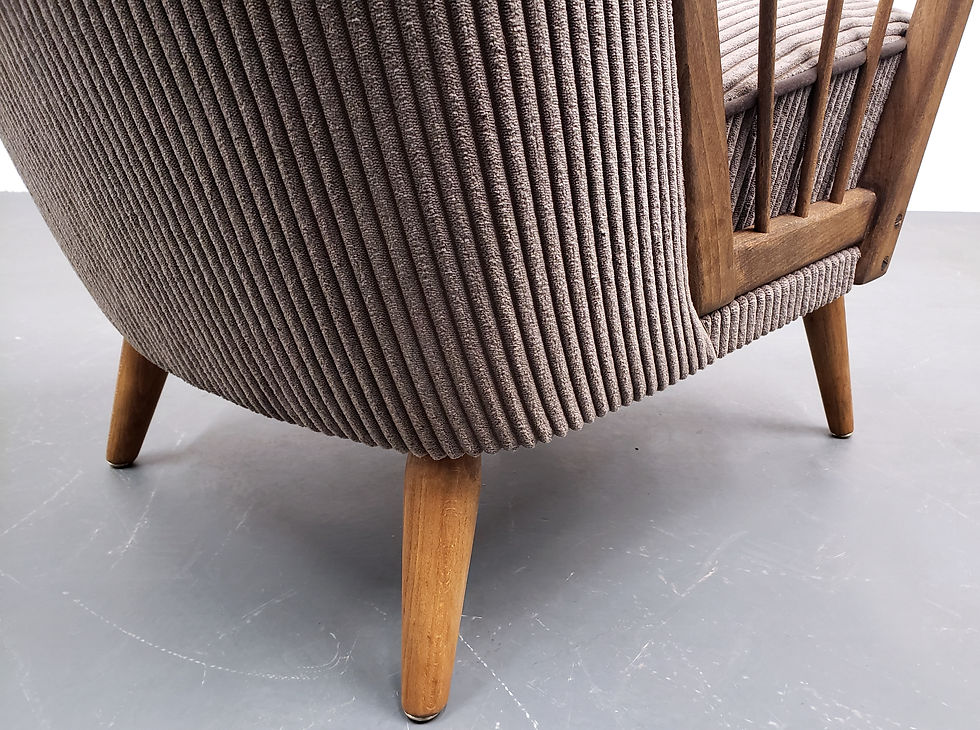 Thumbnail: 1950's Retro Lounger Chair in Brown Corduroy