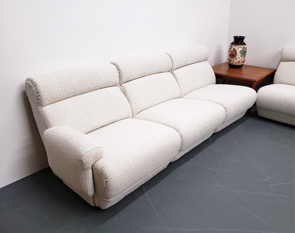 Thumbnail: Mid Century Modular Corner Sofa in Ivory Boucle
