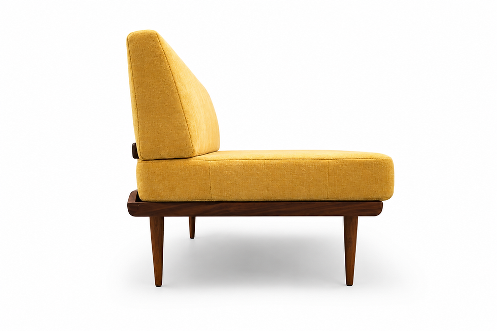 Thumbnail: Mid Century Danish Teak Daybed Sofa in Yellow Velvet