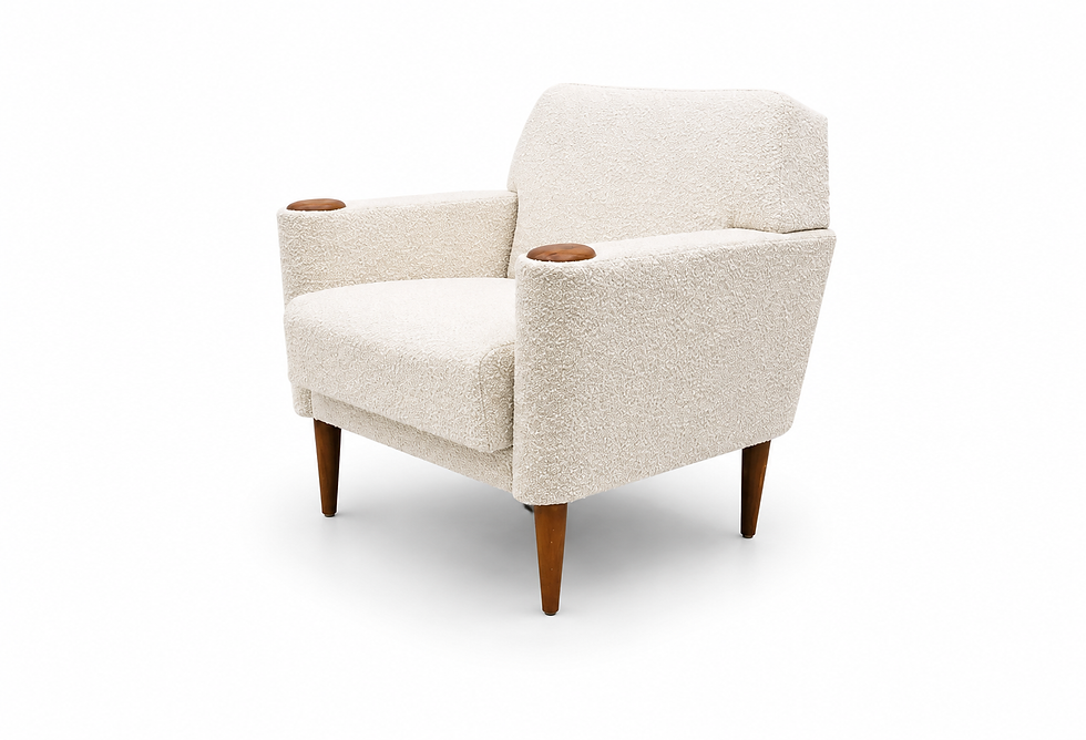 1960's Danish Lounger Chair in Ivory Boucle