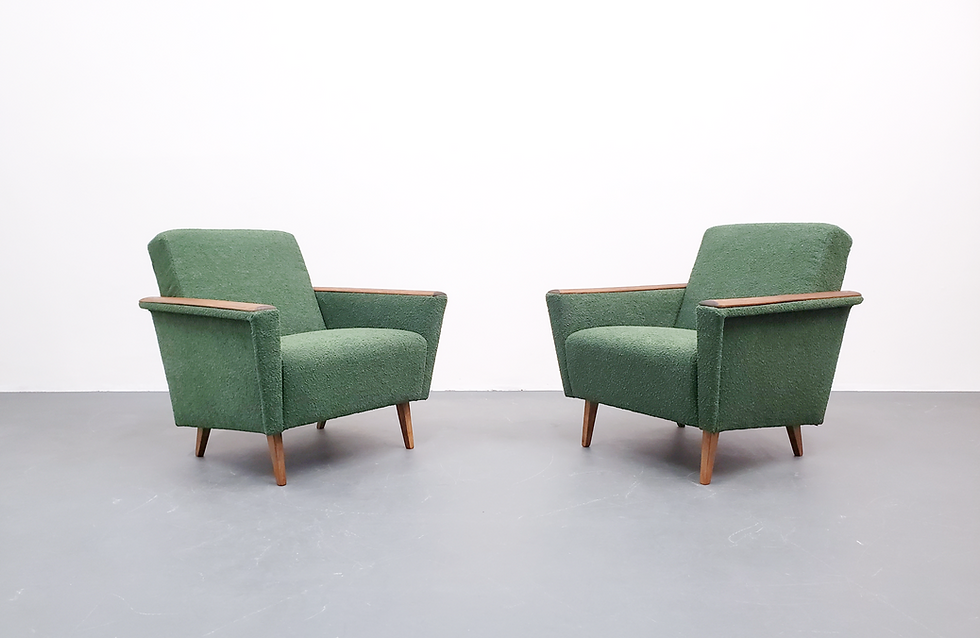 Thumbnail: 1960 Mid Century Danish Lounger in Green Boucle
