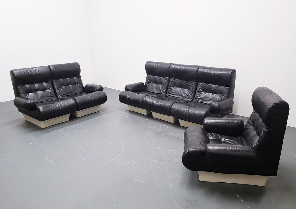 Thumbnail: Sofalette Living Room Set by Otto Zapf in Black Leather, Germany 1967