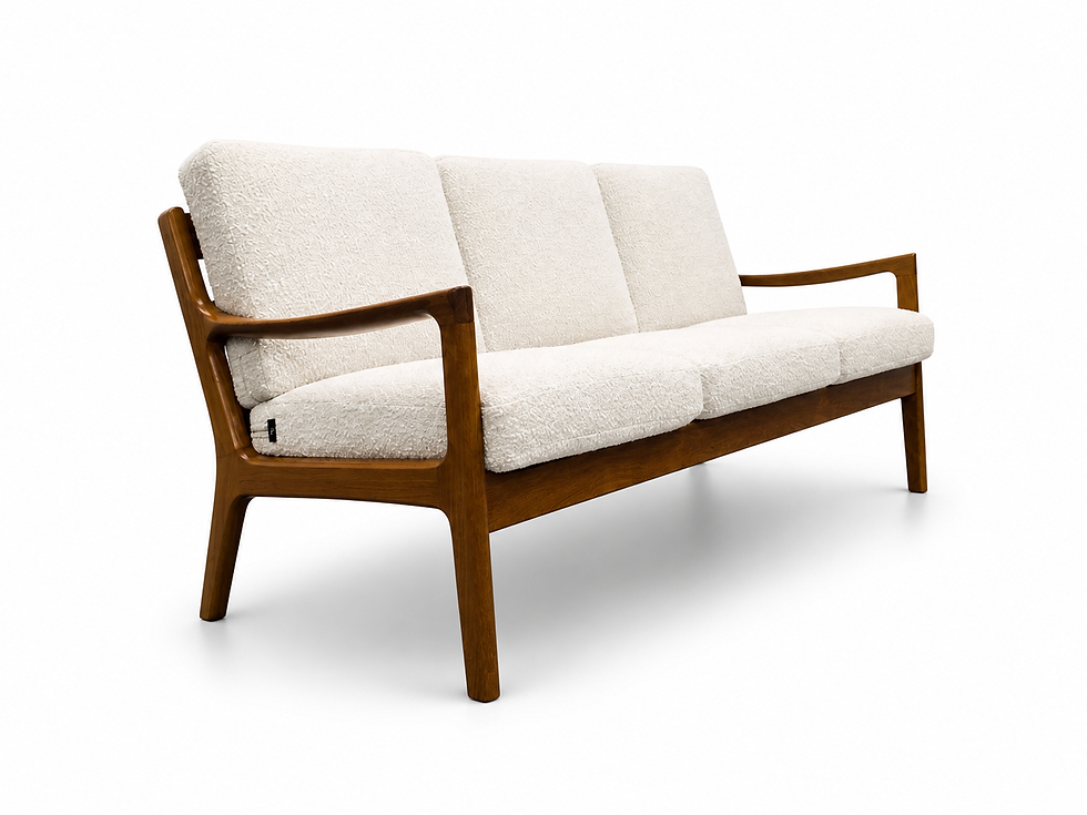 Thumbnail: Senator Teak Sofa by Ole Wanscher for Cado in Ivory Boucle, Denmark