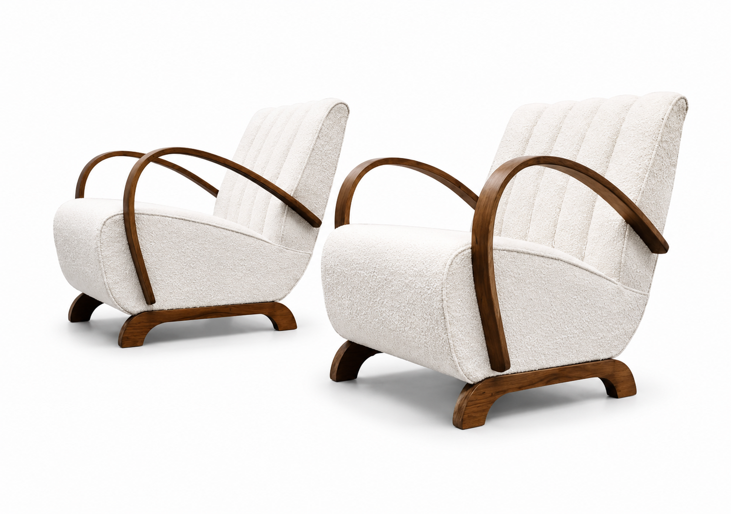 1930 Jindrich Halabala Bentwood Armchair in Premium Ivory Boucle