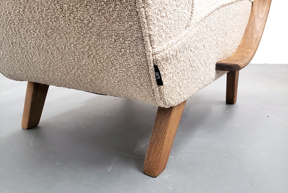 Thumbnail: 1930 Jindrich Halabala Bentwood Armchair in Beige Boucle