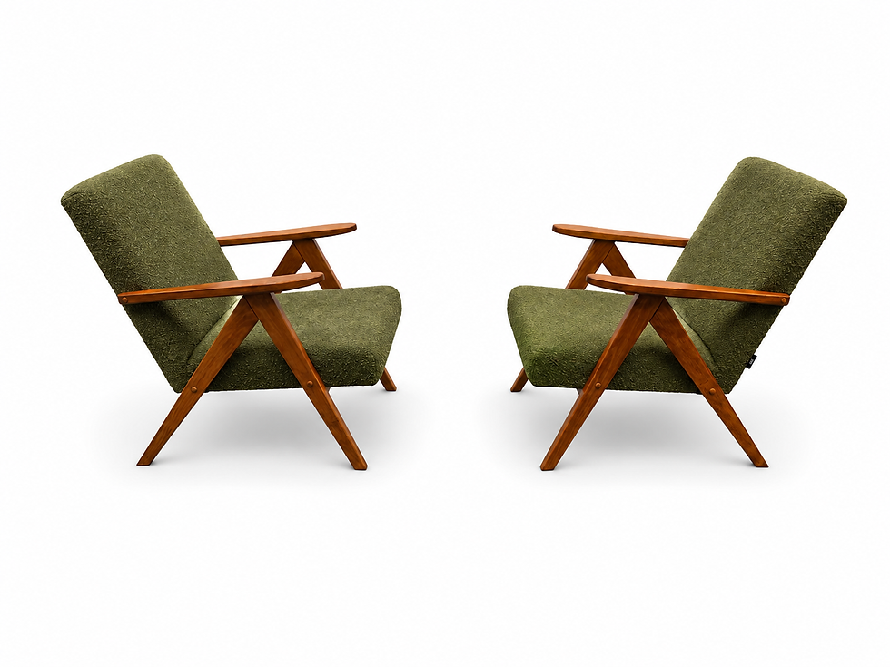 Thumbnail: Mid Century Easy Chair Model B - 310 Var in Forest Green Boucle