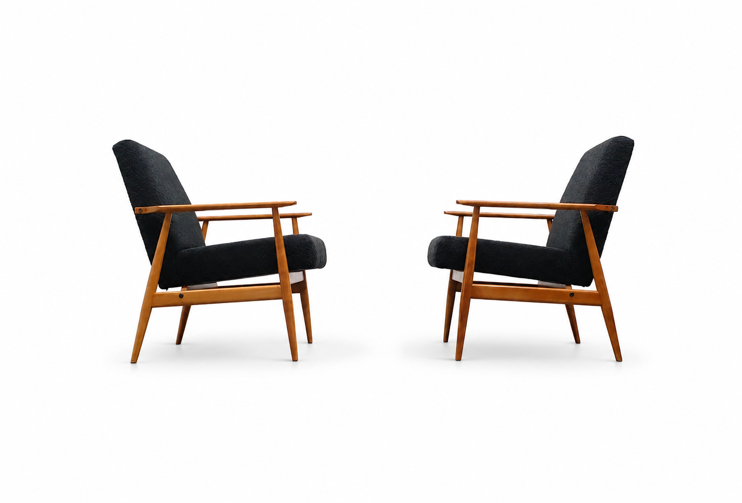 1960 Henryk Lis Armchair in Black Boucle