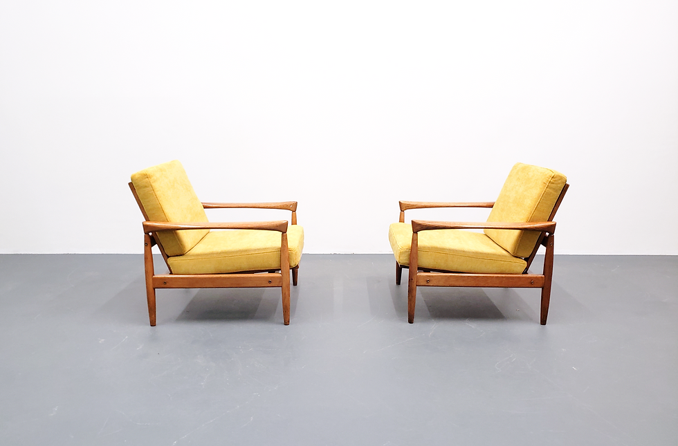 Thumbnail: 1961 Teak Armchair Model Kolding by Erik Wortz in Yellow Velvet