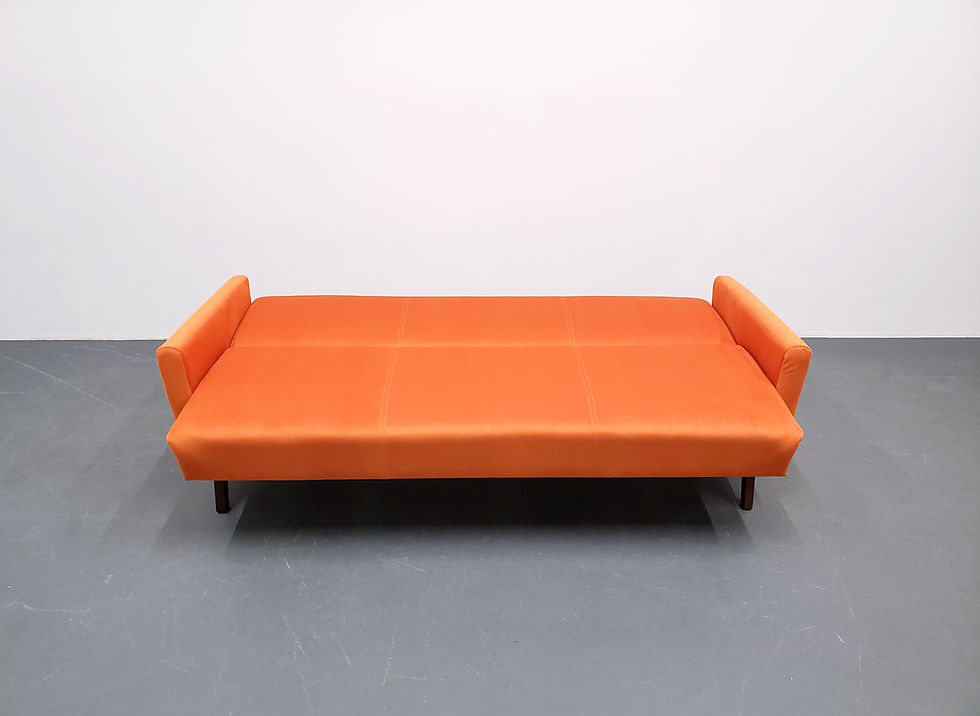 Thumbnail: Mid Century Sofa Bed in Rusty Orange Velvet