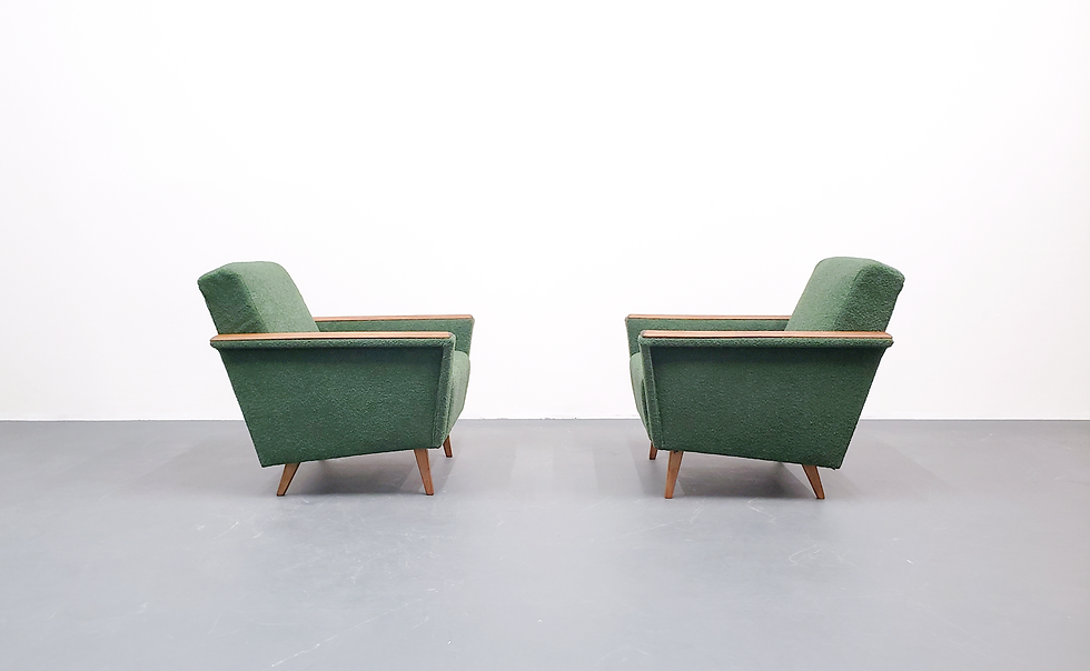 Thumbnail: 1960 Mid Century Danish Lounger in Green Boucle