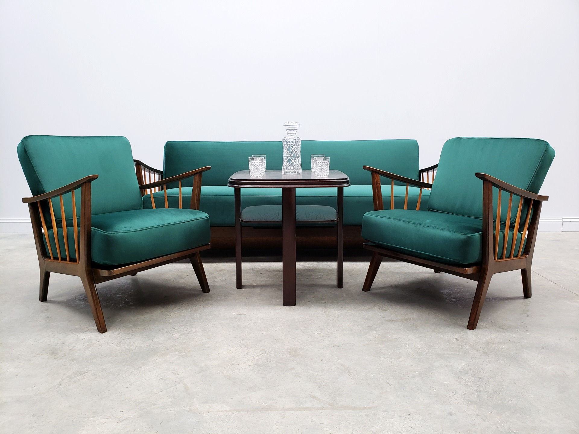 1950 Living Room Set by Wilhelm Knoll for Antimott in Green Velvet