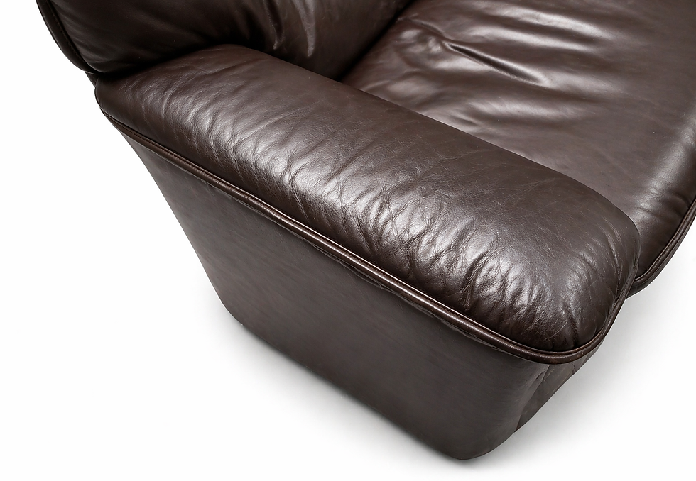 Thumbnail: De Sede Lounger with Footstool in Black Leather
