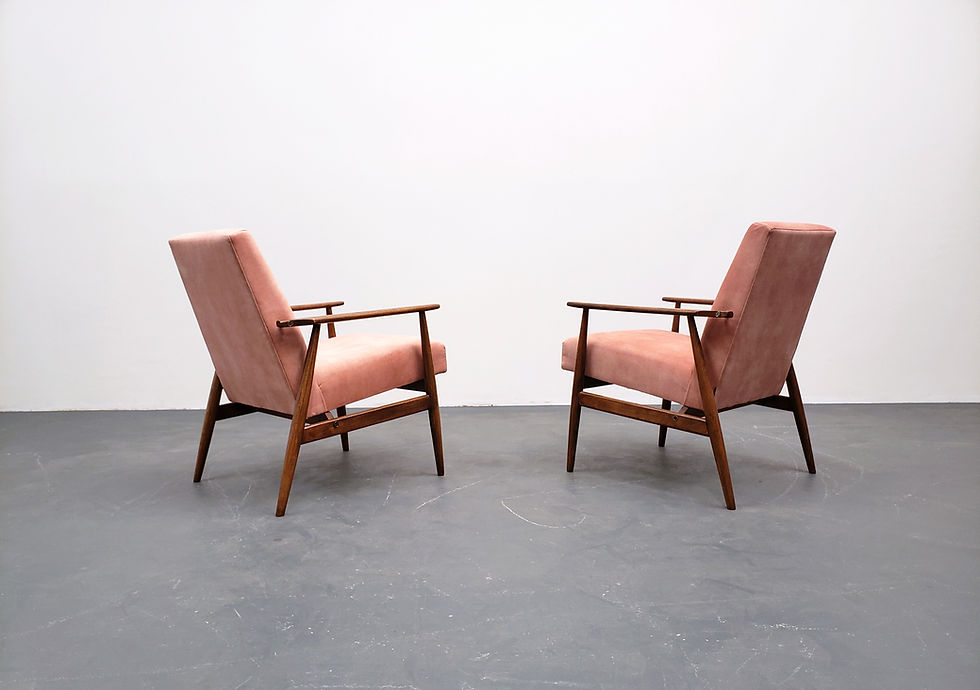 Thumbnail: 1960 Henryk Lis Armchair in Peach Velvet