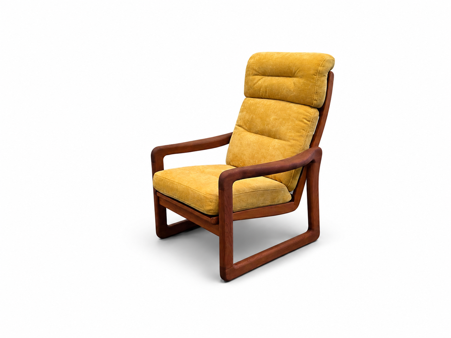 Danish Teak Armchair by Poul Jeppesen for Holstebro in Yellow Velvet