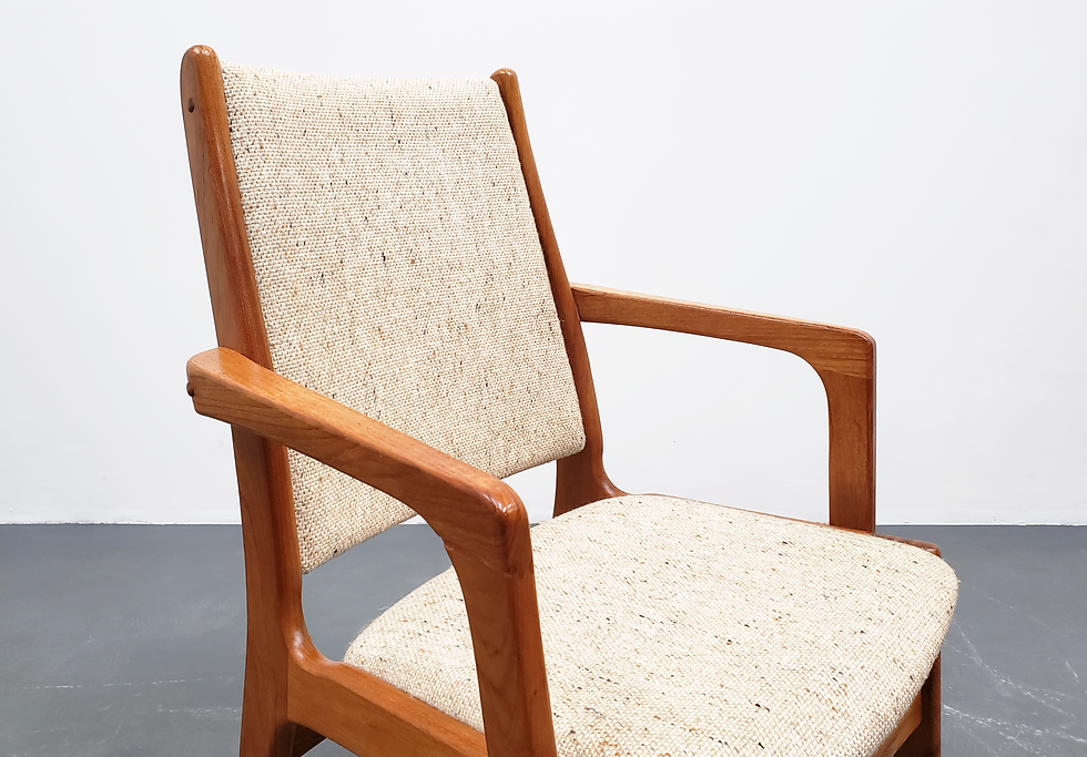 Thumbnail: Mid Century Teak Desk Chair – Neutral Wool Upholstery, 1960s