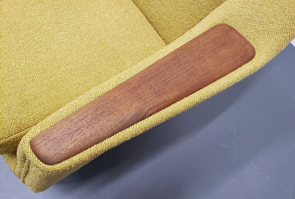 Thumbnail: Mid Century Danish Teak Sofa in Yellow Boucle, 1960