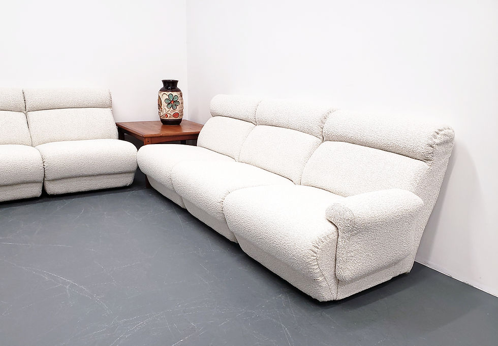 Thumbnail: Mid Century Modular Corner Sofa in Ivory Boucle