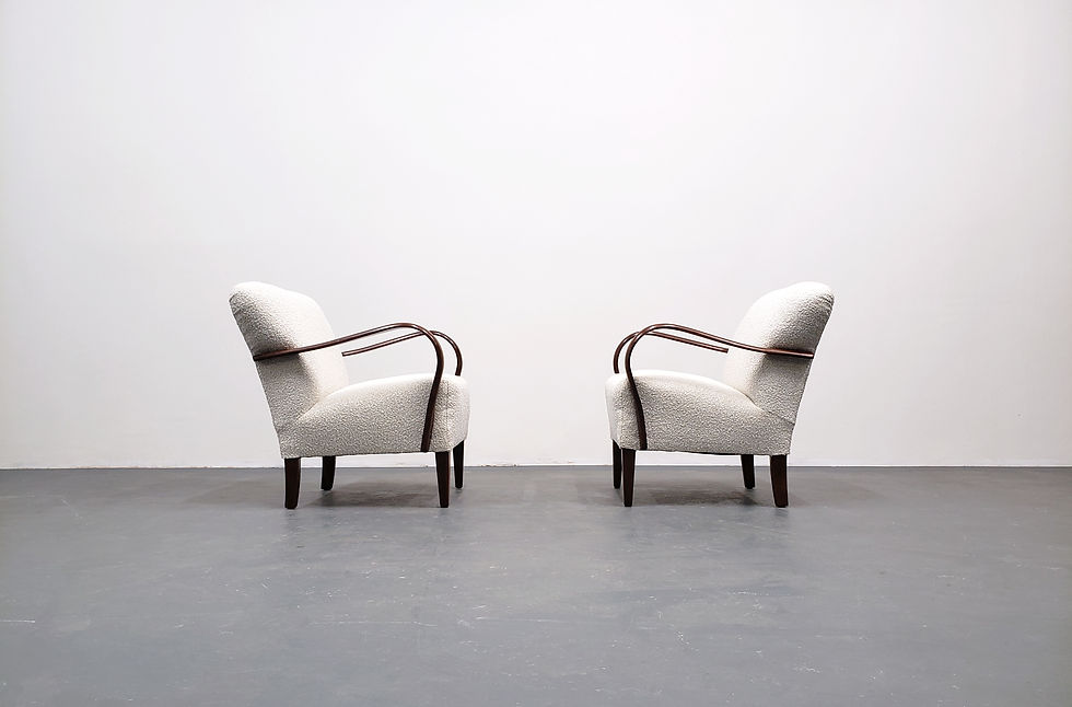 1940 Art Deco Chair in Premium Ivory Boucle