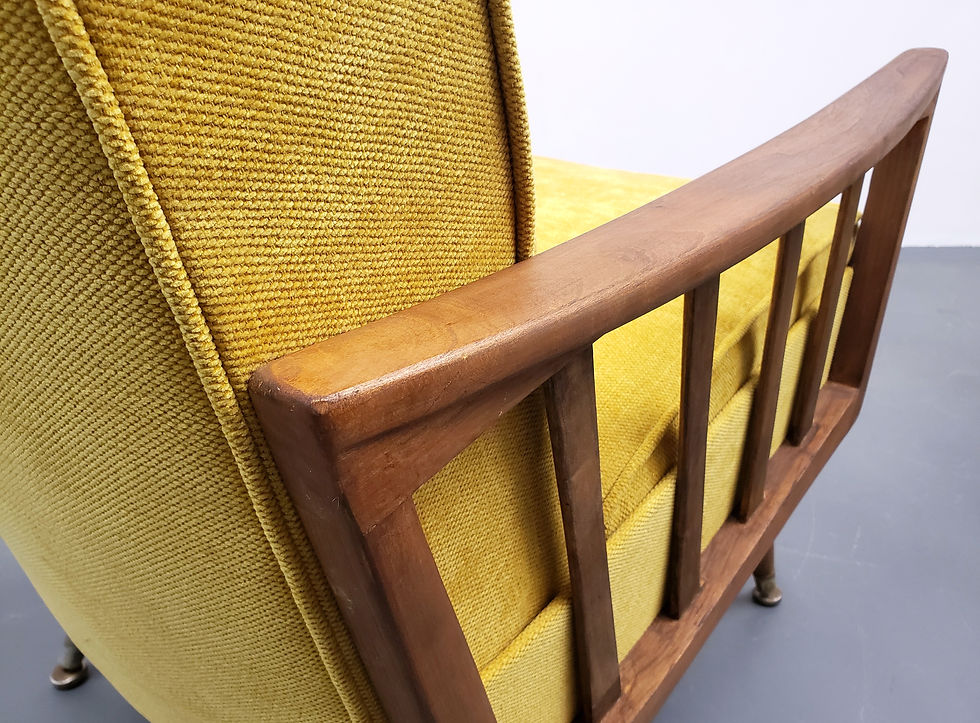 Thumbnail: 1950's Retro Lounger Chair in Yellow Velvet