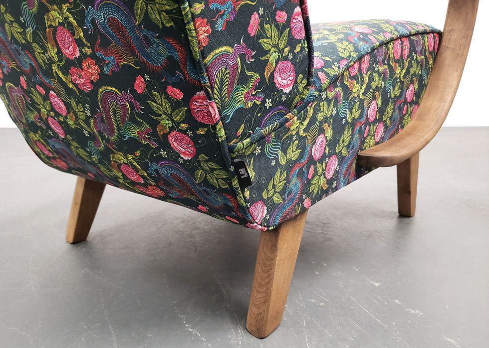 Thumbnail: 1930 Jindrich Halabala Bentwood Armchair in Lunar Velvet