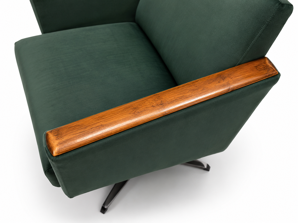 Thumbnail: Danish Swivel Lounge Chairs in Green Velvet