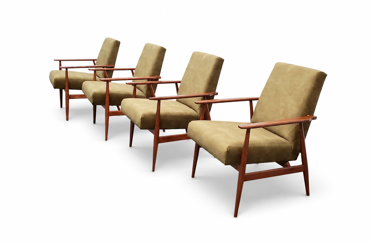 1960 Henryk Lis Mid Century Armchair in Forest Green Velvet