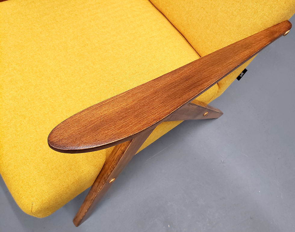 Thumbnail: Mid Century Living Room Set in Yellow Tweed
