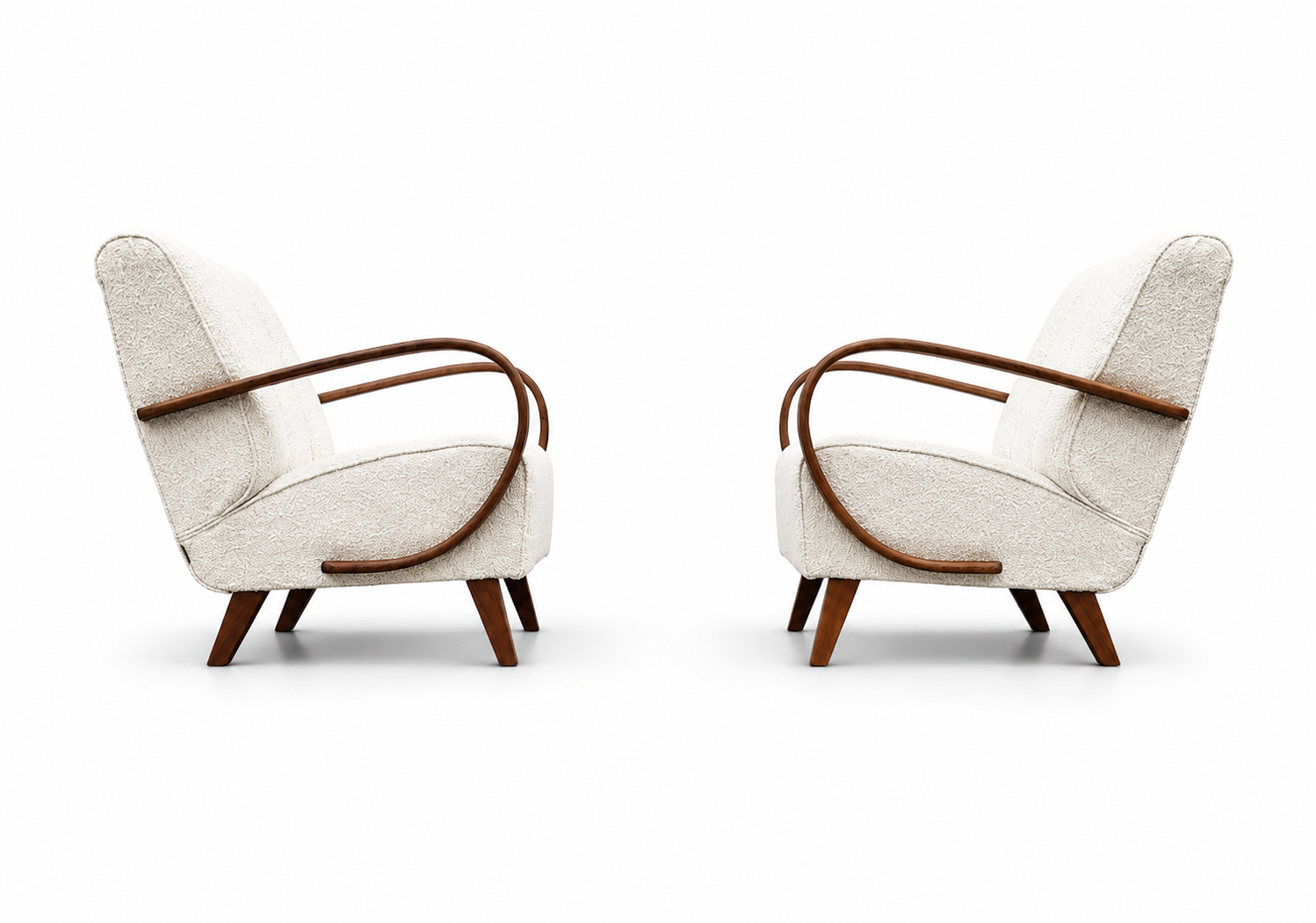 1930 Jindrich Halabala Bentwood Armchair in Ivory Premium Boucle