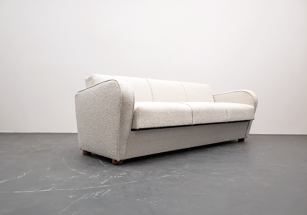 1930 Jindrich Halabala Sofa Bed Model H-363 in Ivory boucle