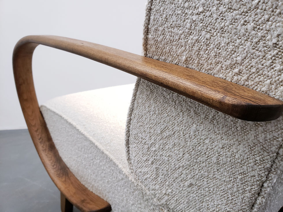 Thumbnail: 1930 Jindrich Halabala Bentwood Armchair in Premium Ivory Boucle