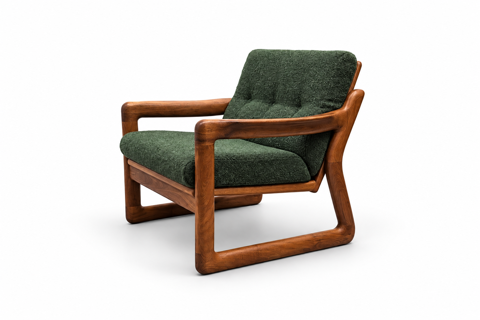 1960s Danish Teak Armchair by Komfort in Green Boucle