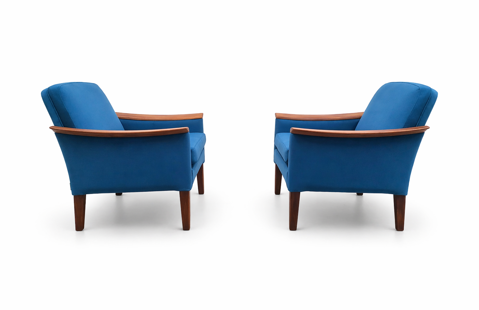 1960 Mid Century Danish Teak Loungers in Teal Velvet