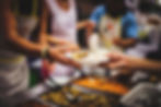 Homeless people receive delicious charity food from volunteers_ concept of helping by dona