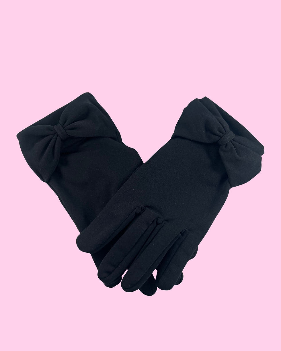 Thumbnail: BOW GLOVES BLACK WITH BLACK STONES