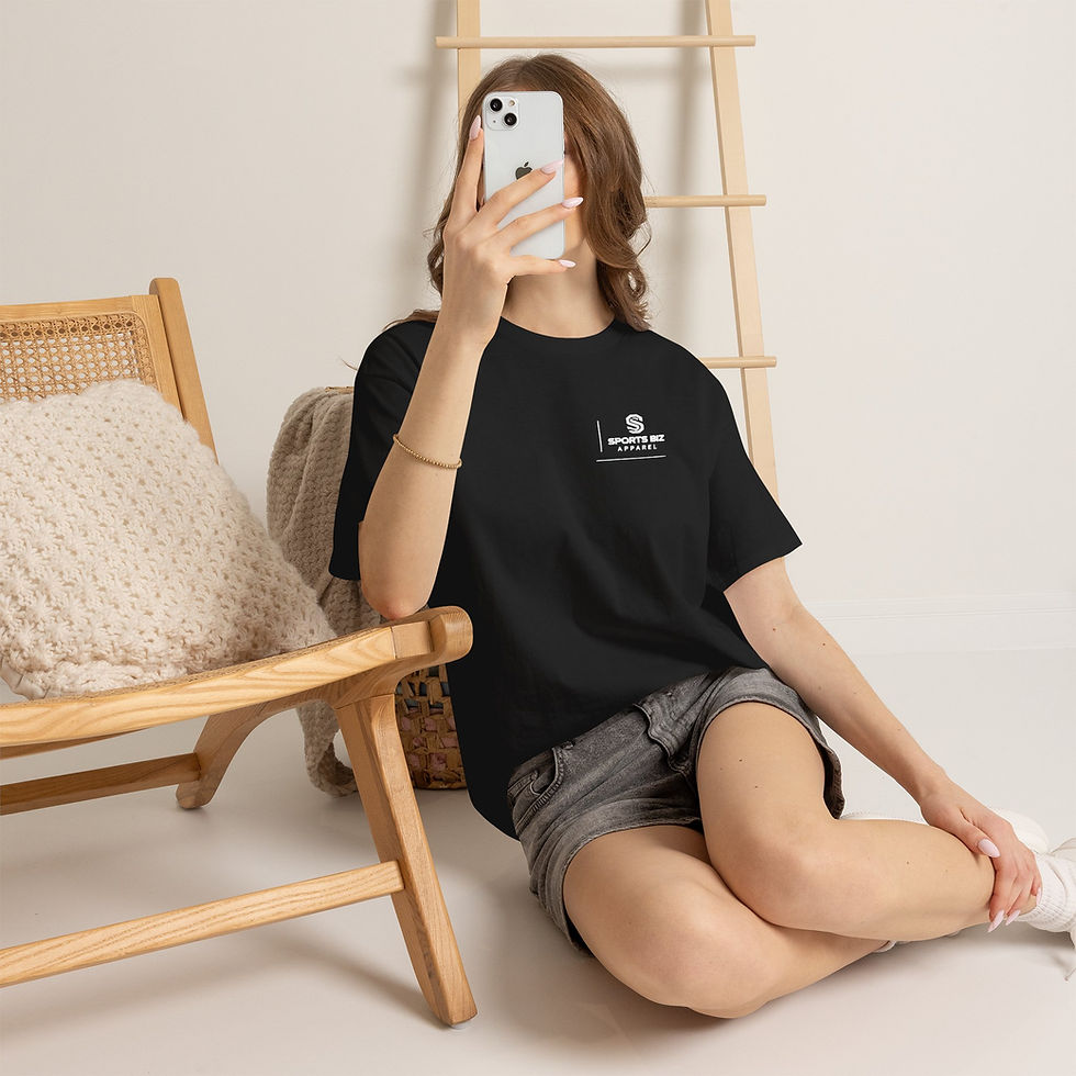 Thumbnail: Sports Biz Apparel Minimal New Logo +Name T‑Shirt — Chest Graphic Black Tee