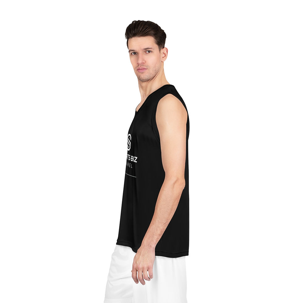 サムネイル： Sports Biz Apparel Basketball Jersey — Black Logo Athletic Tank