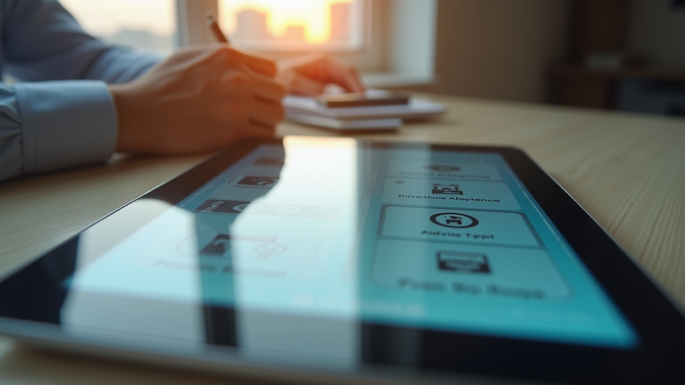 Close-up view of a digital tablet displaying an interactive e-learning course