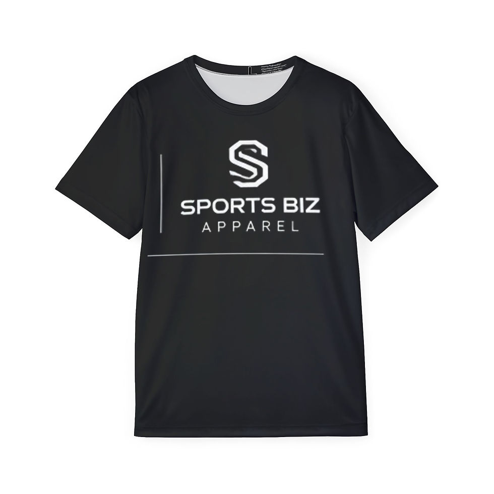 サムネイル： Men's Sports Jersey — 'Sports Biz Apparel' Black Athletic Tee