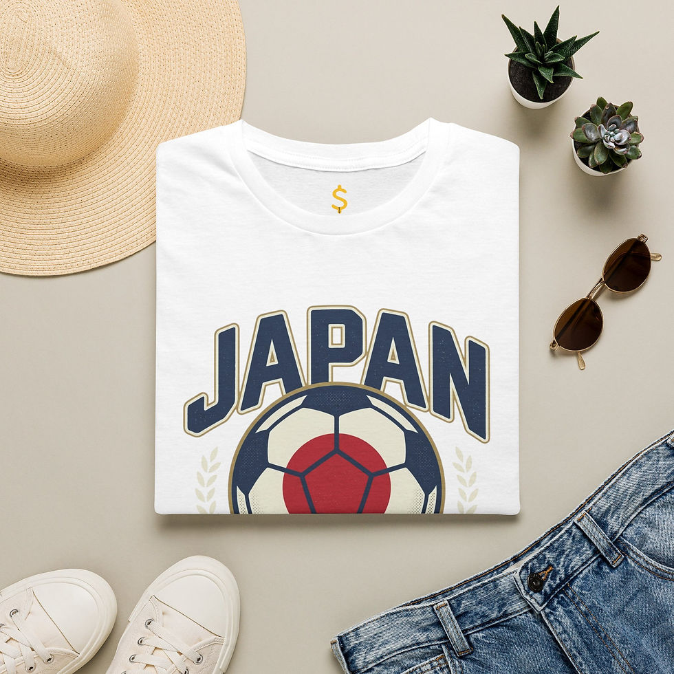Miniature : Japan Soccer Team T‑Shirt — Sports Biz Apparel Retro Football Crest Tee