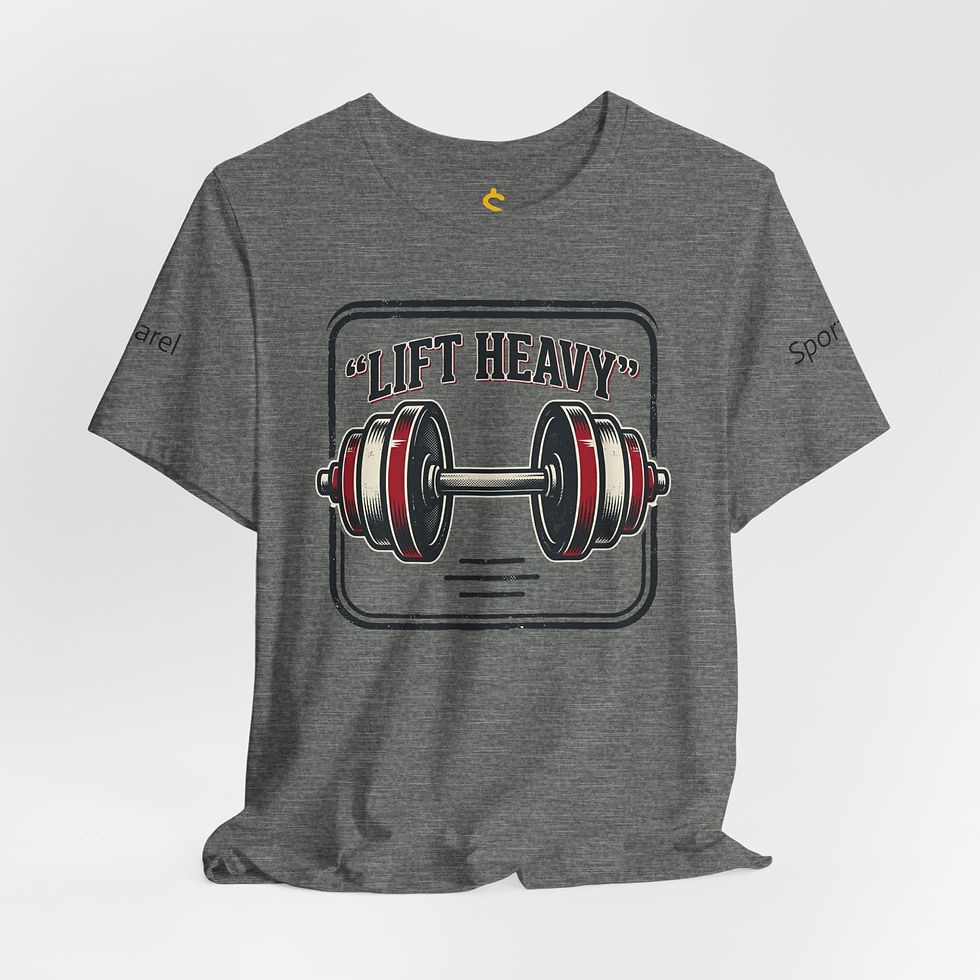 Thumbnail: Sports Biz Apparel 'Lift Heavy' Barbell Gym Tee — Weightlifting Fitness T‑Shirt