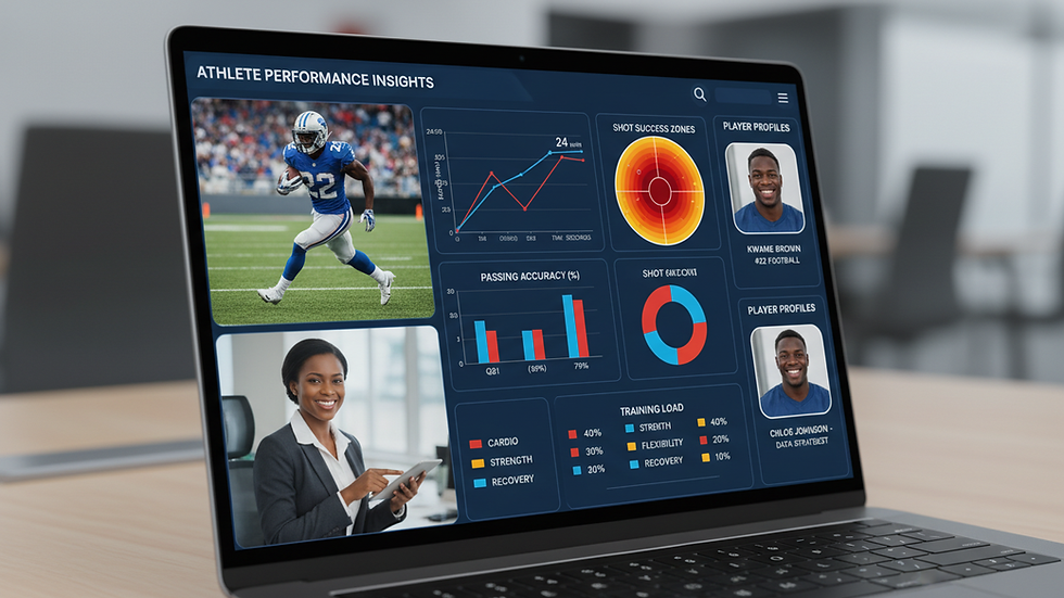 Close-up view of a sports analytics dashboard on a laptop screen