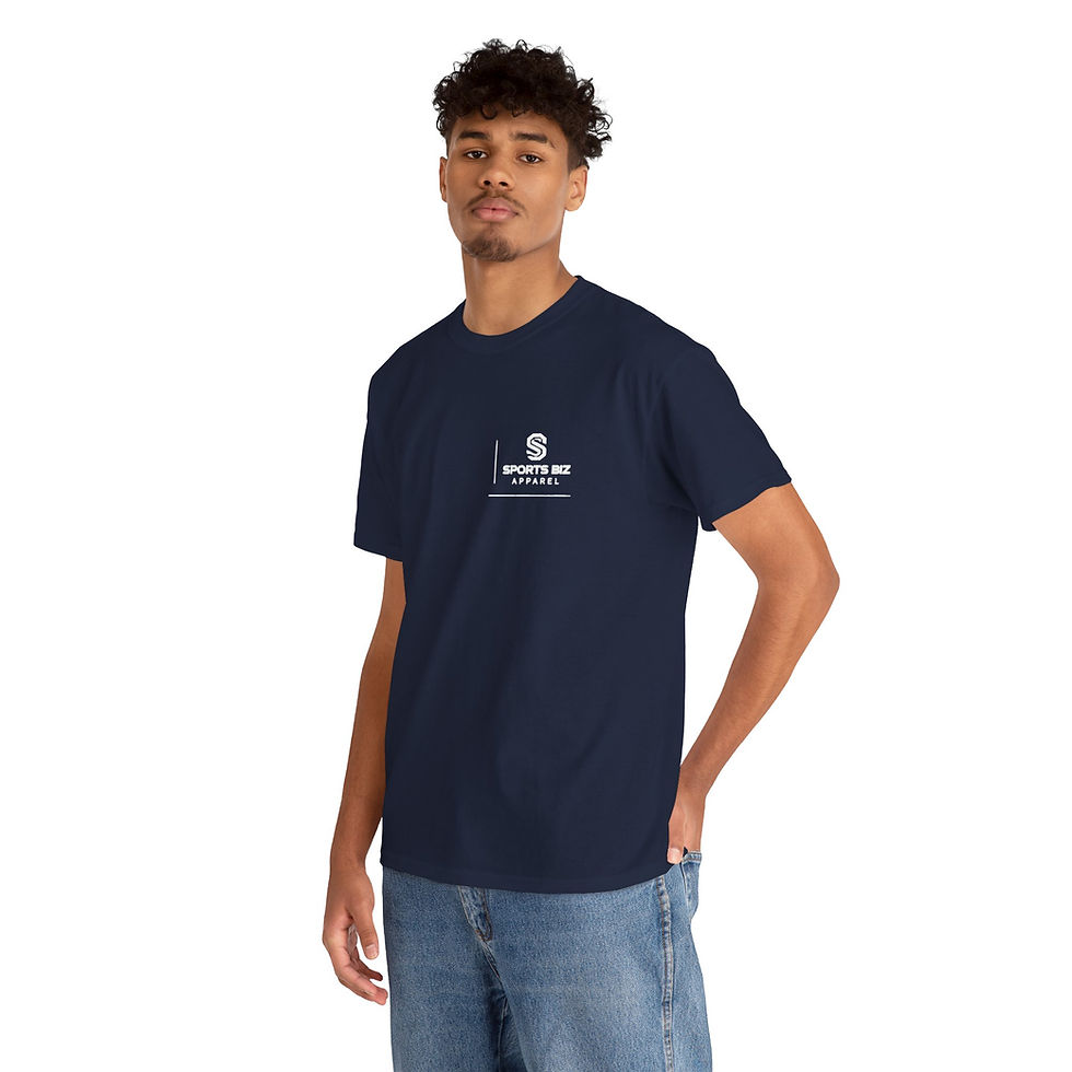 Thumbnail: Sports Biz Apparel Minimal New Logo +Name T‑Shirt — Chest Graphic Black Tee